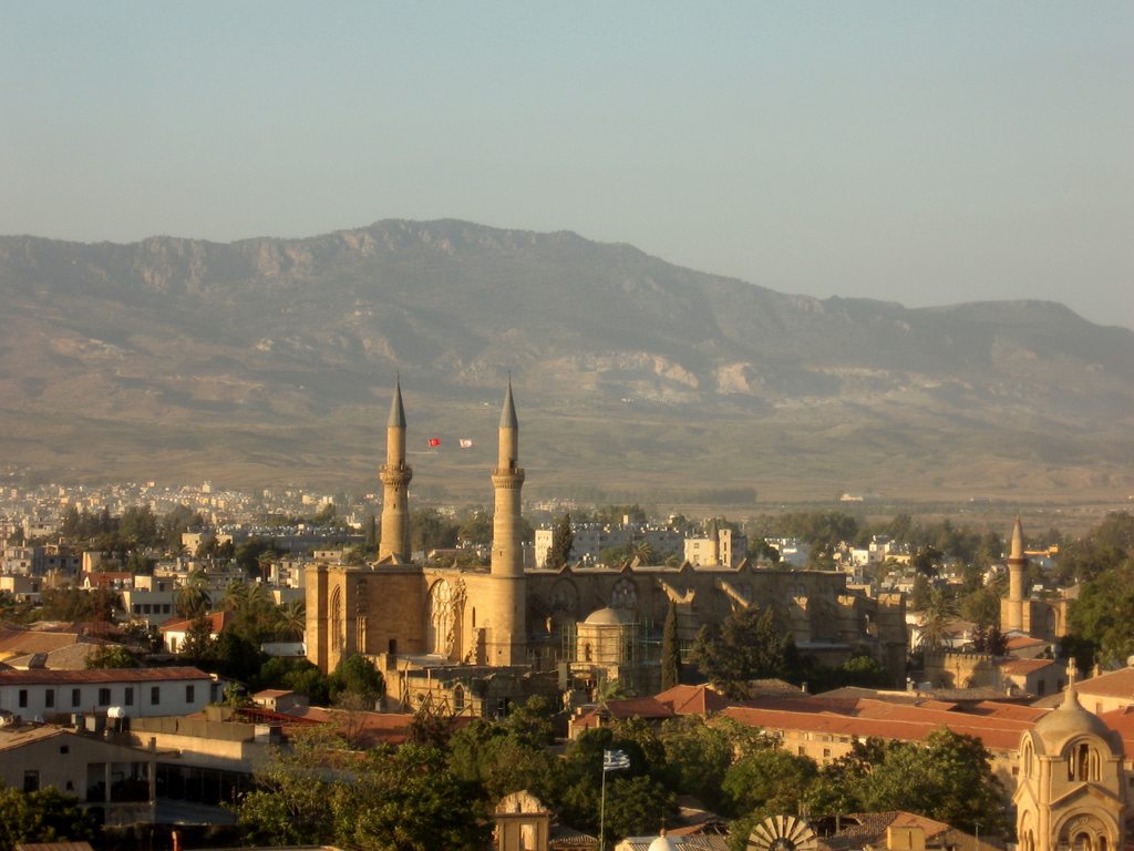 South Cyprus - Lefosa, Nicosia South: panorama on North part of the city: Santa Sofia
